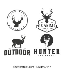 deer hunter and adventure logo, icon and illustration