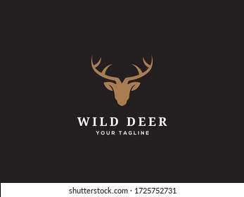 Deer Hunter Emblem Logo Design Vector