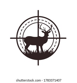 Deer hunter logo. creative simple hunting logo illustration vector design