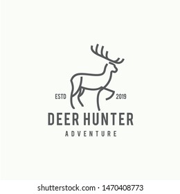 Deer Hunter Logo Design Template Inspiration - Vector