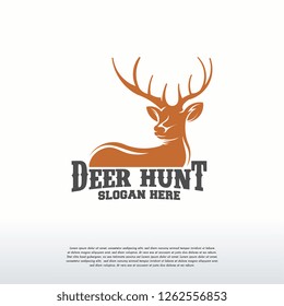 Deer Hunter logo designs badge, Vintage Head Deer logo vector