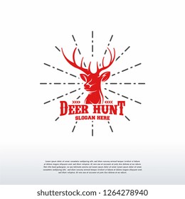 Deer Hunter logo designs badge, Vintage Head Deer logo vector