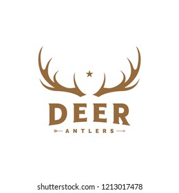 deer hunter logo template, deer antlers, vintage, brand logo