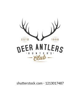 deer hunter logo template, deer antlers, vintage, brand logo