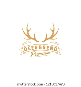 deer hunter logo template, deer antlers, vintage, brand logo