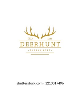 deer hunter logo template, deer antlers, vintage, brand logo