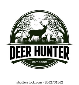 deer hunter logo type, template, and vector