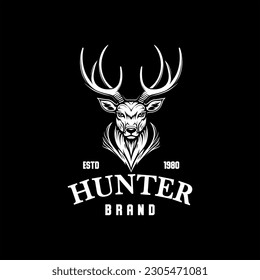 Tipo De Logotipo Deer Hunter, Plantilla Y Diseño Premium De Logotipo Vector, Cabeza De Vendedor