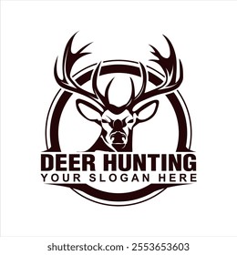 deer hunter logo vector illustration template vintage emblem design for club hunting activity