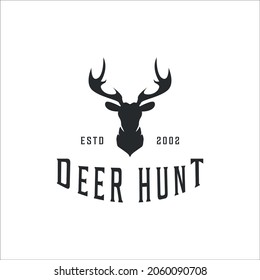 deer hunter logo vintage vector illustration template icon design