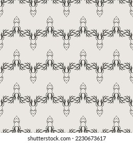 Deer and hunter seamless vector pattern. Neutral and timeless abstract repeating pattern for packaging and backgrounds.