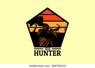 deer hunter silhouette retro design