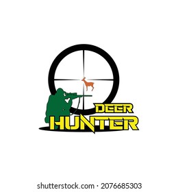 Deer hunter soldier with gun vector