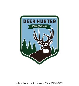 Deer Hunter sport outdoor emblem logo design template