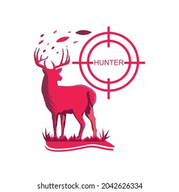 Deer hunter with target vector illustration. good to use for hunter imaging and symbol. animal hunting.
