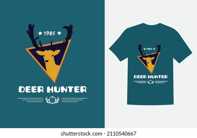 Plantilla de diseño de camisetas de la cacería de ciervos