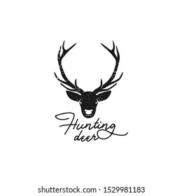 Deer hunting adventure outdoor logo design - animal wildlife silhouette head deer