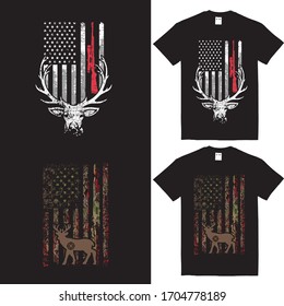 deer hunting american flag nation stock vector t shirts background template design