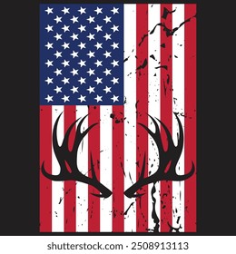 Deer Hunting American Flag t Shirt design