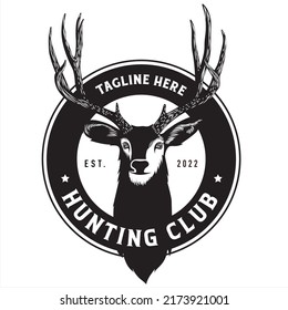 Deer hunting club logo, company logo design idea, vector illustration