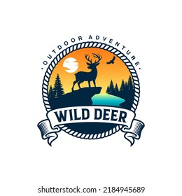 Deer hunting heraldic badge for hunt club design vector illustration