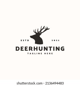 Deer hunting icon sign symbol hipster vintage logo design vector illustration