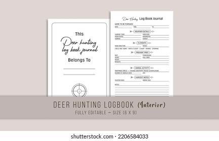 Deer hunting log book journal  interior template