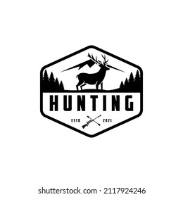 deer hunting logo design vector illustration