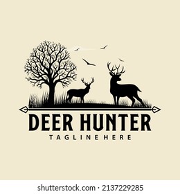 Vector de diseño de logotipo de caza de venados