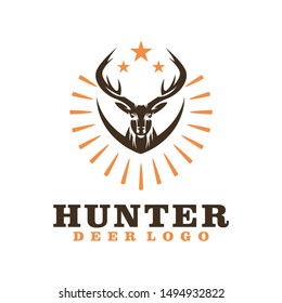 deer hunting logo - vector illustration on a light background
