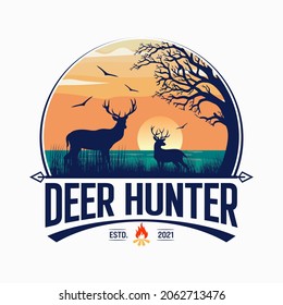 Deer hunting logo vector template