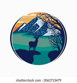 Plantilla vectorial del logotipo de caza de venados