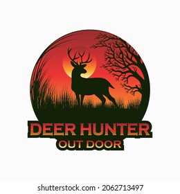 Deer Hunting Logo Vector Template