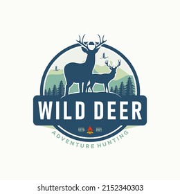 deer hunting logo vector template
