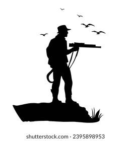 Deer Hunting Silhouette. Dear Hunting Vector Illustration.