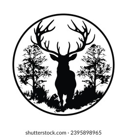 Deer Hunting Silhouette. Dear Hunting Vector Illustration.