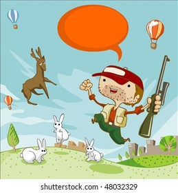 Deer Hunting in summer. Detailed vector illustration