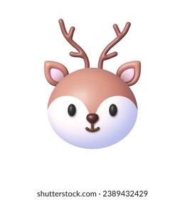 Deer icon in 3d style on white background. Vector icon illustration