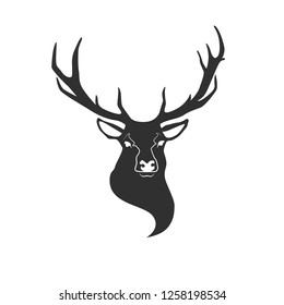 Deer icon. Black Flat Design. Vector Illustration. 