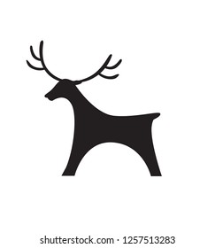 Deer icon black silhouette toy flat vector illustration silhouette christmas isolated on white eps 10