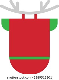 deer icon in christmas package with flat style