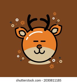 Deer icon cute with colour