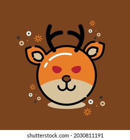 Deer icon cute with colour