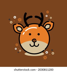 Deer icon cute with colour