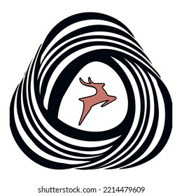The deer icon edit logo with circle simple design with black brown and white coloured silhouette