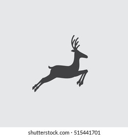 Deer icon in a flat design in black color. Vector illustration eps10