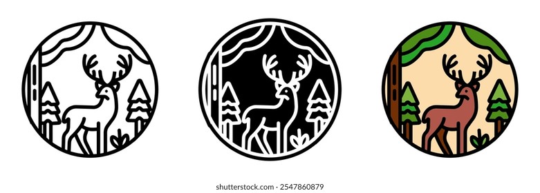 Deer icon is a graceful woodland animal with antlers, symbolizing wildlife and commonly found in forests and grasslands.