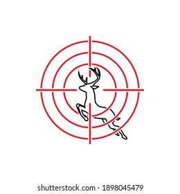 Deer Icon Inside Target. Shooting Symbol - Vector, Sign for Design, Presentation, Website or Apps Elements.