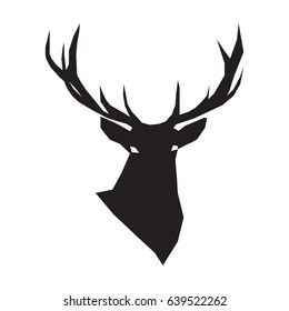 Deer icon. Isolated. Flat design. Vector illustration. Black