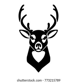 Deer icon isolated on white background. Design element for logo, label, emblem, sign. Vector illustration